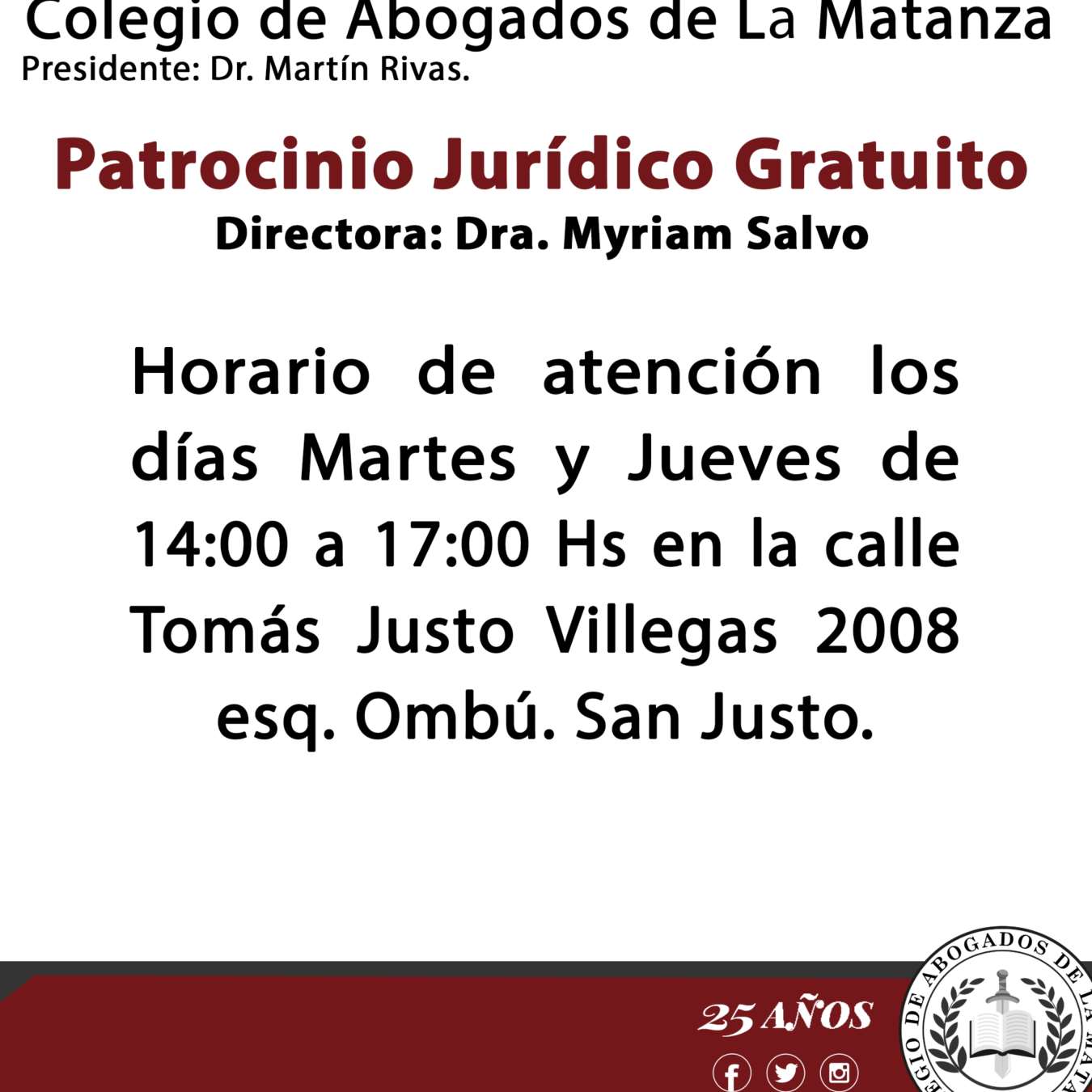 patrocinio juridico gratuito colegio de abogados de la matanza